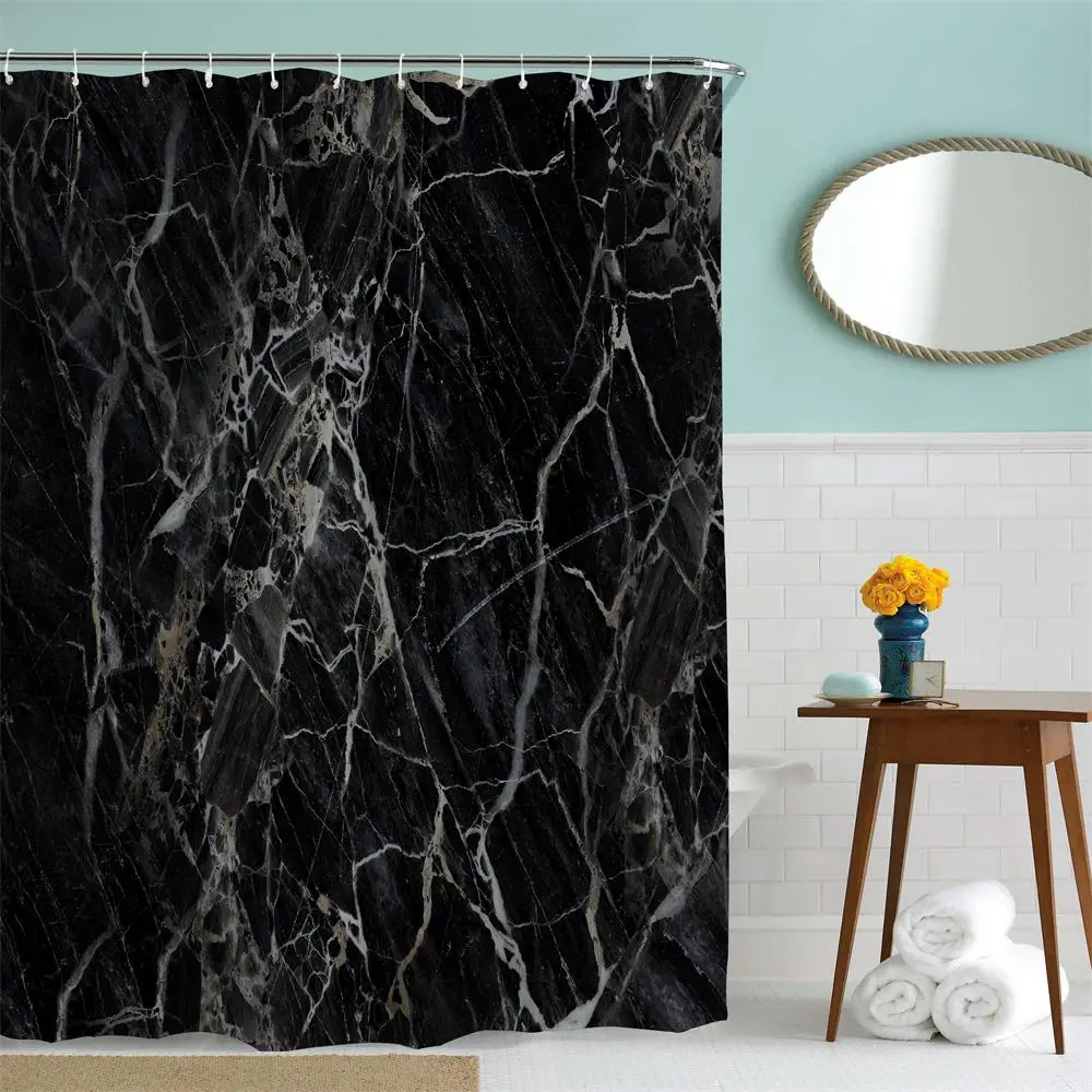 Shower Curtain Set with Hooks Black Marble Pattern Crack Natural Stone Bathroom Decor Mildew Resistant Fabric Shower Curtain
Shower Curtain Set with Hooks Black Marble Pattern Crack Natural Stone Bathroom Decor Mildew Resistant Fabric Shower Curtain