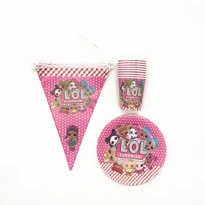 Surprise Dolls Theme 60Pcs/Lot Kid Girl Birthday Party Cup Plate Flag Friend Wedding Event Party Paper Banner Decoration Supply
Surprise Dolls Theme 60Pcs/Lot Kid Girl Birthday Party Cup Plate Flag Friend Wedding Event Party Paper Banner Decoration Supply