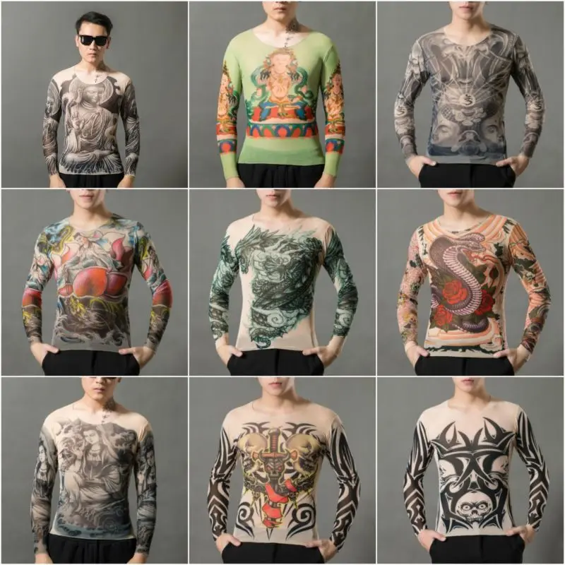 With Pattern Flower Tattoo Elasti cLong Men T-ShirtTattoo Long SleeveT-Shirt With Carp Pattern Flower For Men Elastic Suitable
With Pattern Flower Tattoo Elasti cLong Men T-ShirtTattoo Long SleeveT-Shirt With Carp Pattern Flower For Men Elastic Suitable