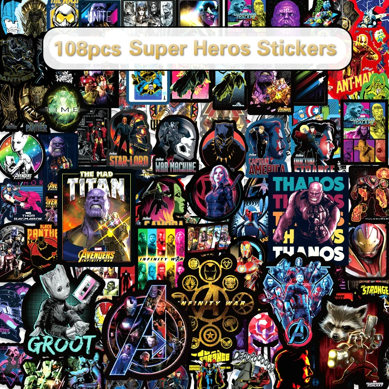 108pcsSuperHero AvengersStickers Endgame Skateboard Motorcycle Luggage Stickers for Laptop Set Pvc Waterproof Superhero Stickers
108pcsSuperHero AvengersStickers Endgame Skateboard Motorcycle Luggage Stickers for Laptop Set Pvc Waterproof Superhero Stickers