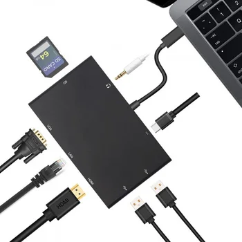 NGFF CY USB-C USB 3.1 Type-C to VGA HDMI USB HUB Gigabit Ethernet & SD Audio & Female Charger Adapter for Laptop
NGFF CY USB-C USB 3.1 Type-C to VGA HDMI USB HUB Gigabit Ethernet & SD Audio & Female Charger Adapter for Laptop
