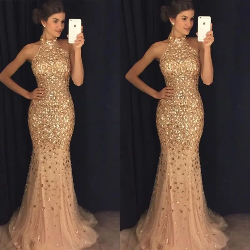 Luxury Gold Mermaid Prom Dresses 2019 vestidos de fiesta largos elegantes de gala Beaded Crystal Imported Party Dresss
Luxury Gold Mermaid Prom Dresses 2019 vestidos de fiesta largos elegantes de gala Beaded Crystal Imported Party Dresss
