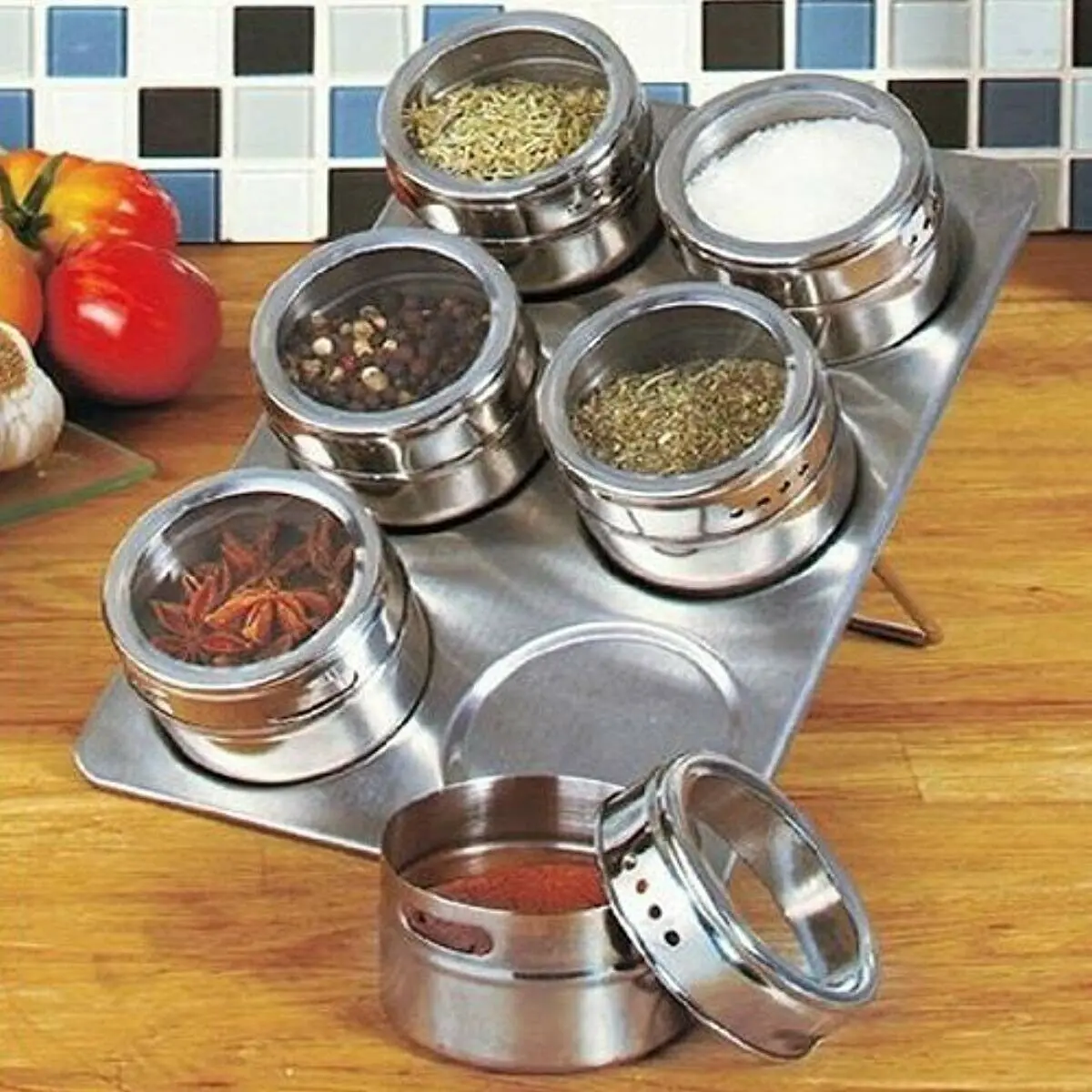 6PCS Magnetic Spice Rack Jar Stickers Stainless Steel Spice Cans Storage Container Salt Pepper Seasoning Kitchen Powder Storage
6PCS Magnetic Spice Rack Jar Stickers Stainless Steel Spice Cans Storage Container Salt Pepper Seasoning Kitchen Powder Storage