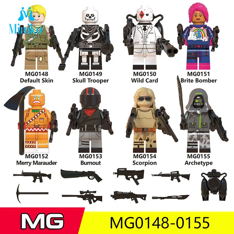 8 PCS Set Legoings Fornight TPS Building Blocks Skull Trooper Wild Card Brite Bomber Bumout Scorpion Archetype Minifigured Toys
8 PCS Set Legoings Fornight TPS Building Blocks Skull Trooper Wild Card Brite Bomber Bumout Scorpion Archetype Minifigured Toys