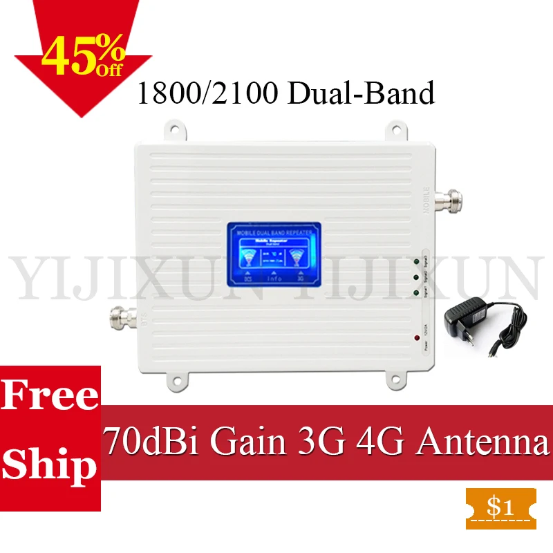 LTE 3G Cell Phone repeaterDual Band 1800/2100mhz GSM 4G mobile signal Booster 70dB Gain Amplifier 2g 3g 4g Mobile Signal Booster
LTE 3G Cell Phone repeaterDual Band 1800/2100mhz GSM 4G mobile signal Booster 70dB Gain Amplifier 2g 3g 4g Mobile Signal Booster