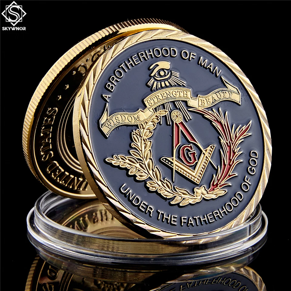 Gold Coin European Masonic Freemasonry Brotherhood Gold And Blue Color Round Double Commemorative Coin
Gold Coin European Masonic Freemasonry Brotherhood Gold And Blue Color Round Double Commemorative Coin