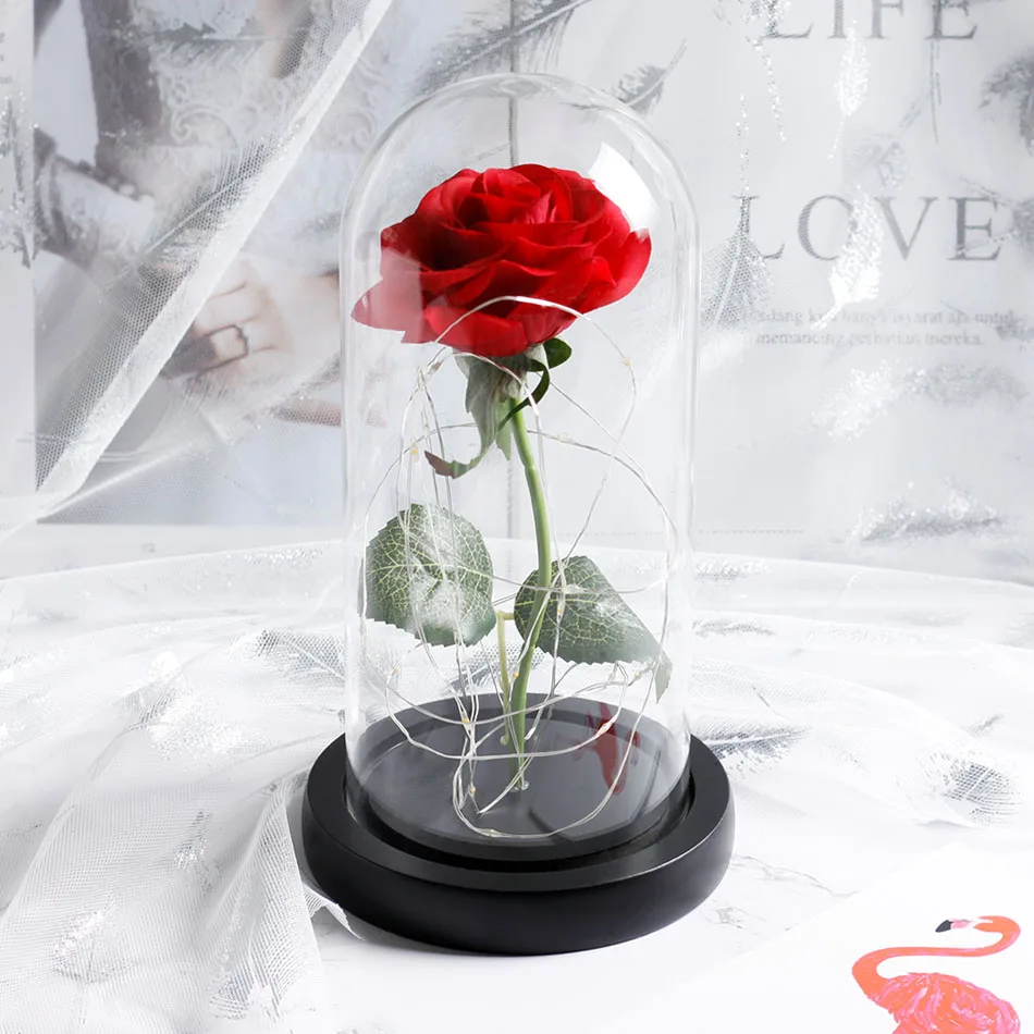 HOT Rose In Flask Beauty And The Beast Gold-plated Red Rose With LED Light In Glass Dome For Wedding Party Mother's Day Gift
HOT Rose In Flask Beauty And The Beast Gold-plated Red Rose With LED Light In Glass Dome For Wedding Party Mother's Day Gift