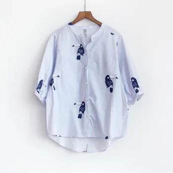2019 Spring New Women Half Sleeve Stripe Shirts Blouses Fashion Birds Printed Casual Office Blouse Shirts
2019 Spring New Women Half Sleeve Stripe Shirts Blouses Fashion Birds Printed Casual Office Blouse Shirts