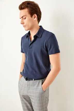 Navy Men's Cotton T-Shirt - Short Sleeve Polo T-shirts TMNSS19BO0014 
Navy Men's Cotton T-Shirt - Short Sleeve Polo T-shirts TMNSS19BO0014