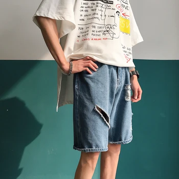 2019 spring and summer new fashion trend Korean version of the loose couple cotton broken edge denim casual five pants M-2XL
2019 spring and summer new fashion trend Korean version of the loose couple cotton broken edge denim casual five pants M-2XL