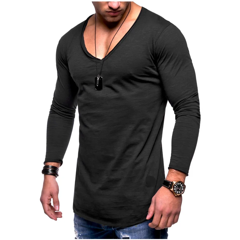 European and American fashion new men's long-sleeved T-shirt large size Slim autumn V-neck casual solid color top t shirt men
European and American fashion new men's long-sleeved T-shirt large size Slim autumn V-neck casual solid color top t shirt men