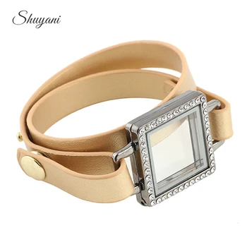 2016 Fashion Alloy Crystal Square Memory Floating Locket Wrist Wrap Leather Bracelets Bangles for Women/Men
2016 Fashion Alloy Crystal Square Memory Floating Locket Wrist Wrap Leather Bracelets Bangles for Women/Men
