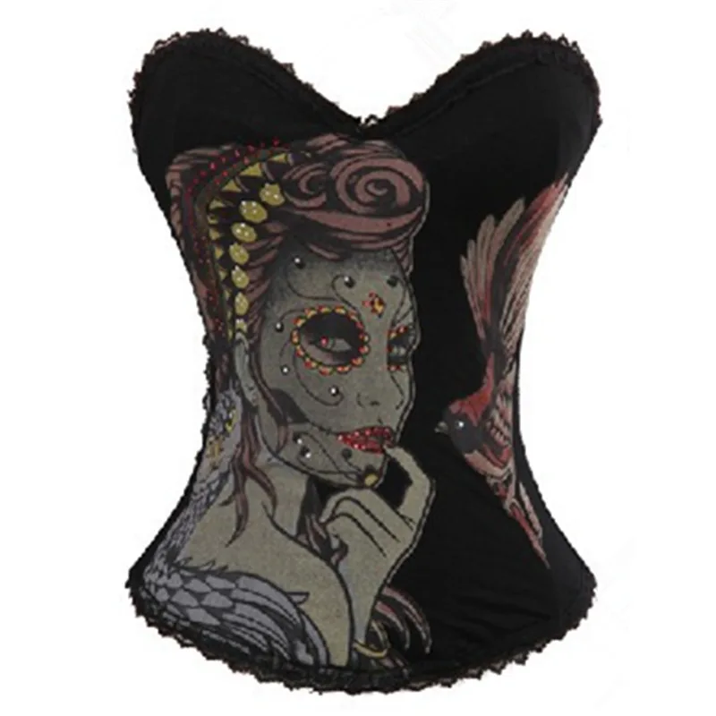 New Corset Top Punk Sexy Corset Bustier Skull Pattern Corsets Corselet Women Halloween Party Club Tops Plus Size Overbust
New Corset Top Punk Sexy Corset Bustier Skull Pattern Corsets Corselet Women Halloween Party Club Tops Plus Size Overbust