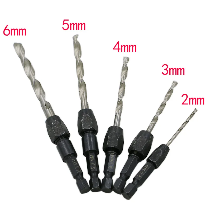 

Wood Countersink Drill Bits Set New Useful Quick Change HSS 6542 1/4" Hex Shank Screws qstexpress 5Pcs