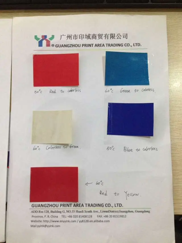 Thermochromic ink, Screen printing ink, temperature 45 degree yellow change to colorless, heat sensitive magic ink
Thermochromic ink, Screen printing ink, temperature 45 degree yellow change to colorless, heat sensitive magic ink
