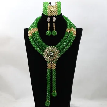 Charming Green Glass Crystal Pendant Necklace Set Gold Beads Bridal Women Jewelry Set New 2017 Free Shipping WA910 
Charming Green Glass Crystal Pendant Necklace Set Gold Beads Bridal Women Jewelry Set New 2017 Free Shipping WA910