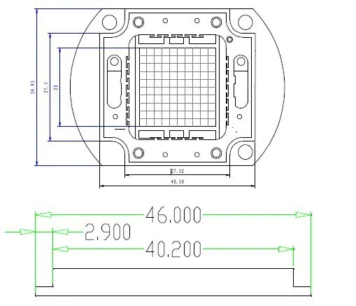 100w led size