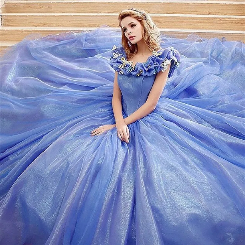 Retro Blue Cap Sleeve Organza Ball Gown Quinceanera Dress 2016 Cenicienta Formal Party Gown High Quality Prom Dresses
Retro Blue Cap Sleeve Organza Ball Gown Quinceanera Dress 2016 Cenicienta Formal Party Gown High Quality Prom Dresses