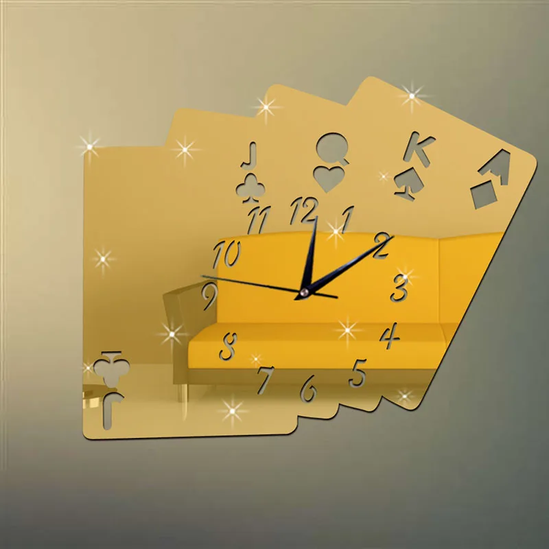 2016 New Poker Mirror Wall Clock On The Wall Fashion Luxury And Classic Needle Clocks For Living Room Playing Card Stickers
2016 New Poker Mirror Wall Clock On The Wall Fashion Luxury And Classic Needle Clocks For Living Room Playing Card Stickers