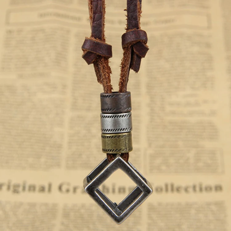 Fashion Personality Hollow Block Cow Pu Leather Cord Pendant Necklace Bronze Color Charming Fine Jewelery NL-0697
Fashion Personality Hollow Block Cow Pu Leather Cord Pendant Necklace Bronze Color Charming Fine Jewelery NL-0697