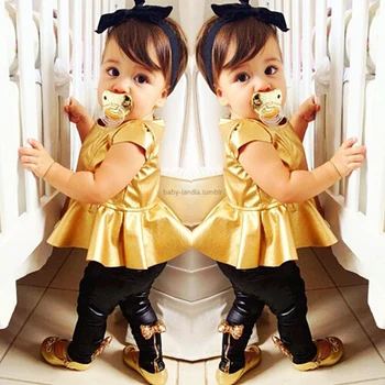 2PCS/0-5Years/new Spring Summer Kids suit Girl Fashion gold Short sleeve dress+pants Sets Korean children's clothing BC1124
2PCS/0-5Years/new Spring Summer Kids suit Girl Fashion gold Short sleeve dress+pants Sets Korean children's clothing BC1124