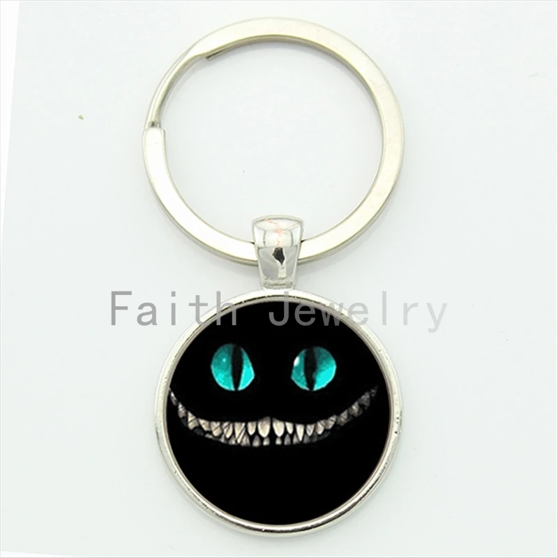 Glass Round Key Chain Cheshire Cat Evil Smile Grin Alice in Wonderland Novelty Interesting Design Mens Keychain Jewelry KC187
Glass Round Key Chain Cheshire Cat Evil Smile Grin Alice in Wonderland Novelty Interesting Design Mens Keychain Jewelry KC187