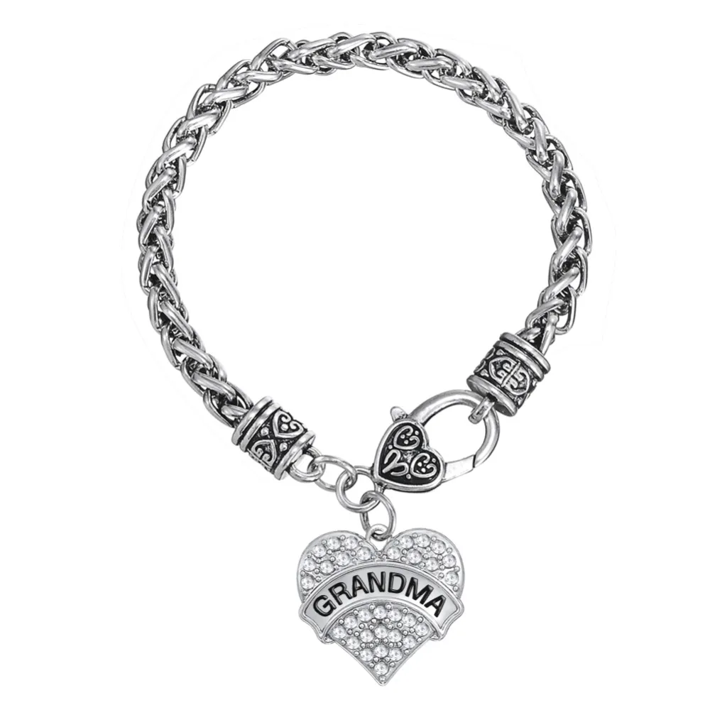 my Shape Zinc Alloy Rhodium Plated Dear Family Grandma Grandmother Clear Crystal Heart Wheat Chain Bracelet
my Shape Zinc Alloy Rhodium Plated Dear Family Grandma Grandmother Clear Crystal Heart Wheat Chain Bracelet