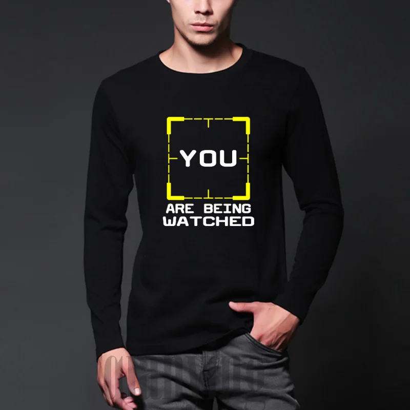 Image Autumn mens YOU ARE BEING WATCHED T shirt Men Person of Interest POI Crime Letter Printed Novelty T shirt camisetas long sleeve