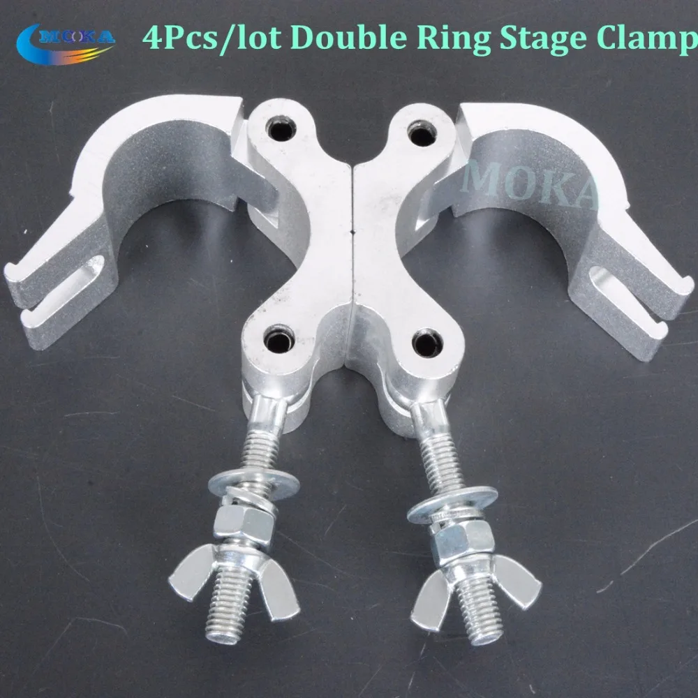 4Pcs/lot Stage Clamps 500kg Load Capacity Swivel Coupler with Dia.38~54mm Tube double ring light hook big stage truss | Освещение