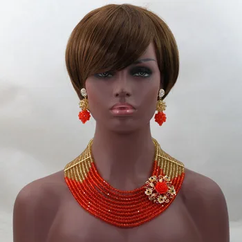 Splendid Orange Beads African Crystal Jewelry Set Gold Necklace Earrings Bracelet Set for Women Free shipping WD066
Splendid Orange Beads African Crystal Jewelry Set Gold Necklace Earrings Bracelet Set for Women Free shipping WD066