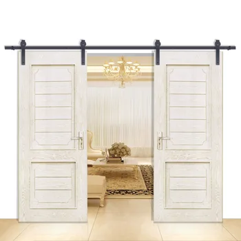 Double sliding barn door hardware rustic black barn sliding track set 12FT