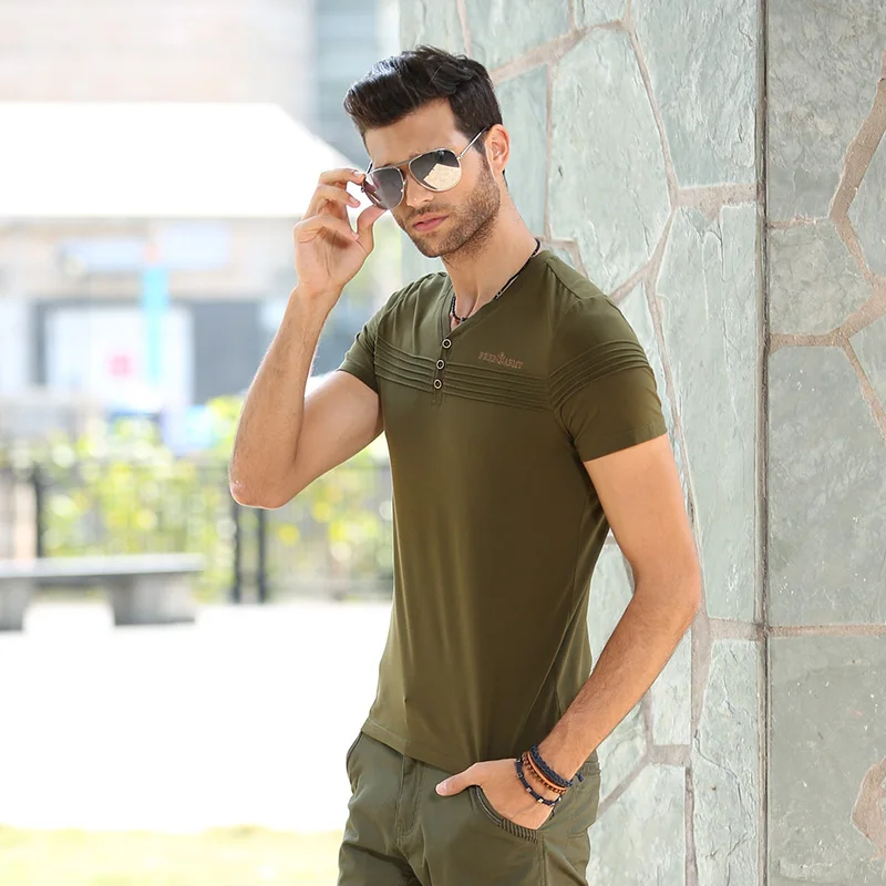 Brand Plus Size Mens Summer Casual T-Shirt Fashion Slim Short Sleeve V Neck T Shirts Button Decorating Tees Cotton Tops Ms-6263A
Brand Plus Size Mens Summer Casual T-Shirt Fashion Slim Short Sleeve V Neck T Shirts Button Decorating Tees Cotton Tops Ms-6263A