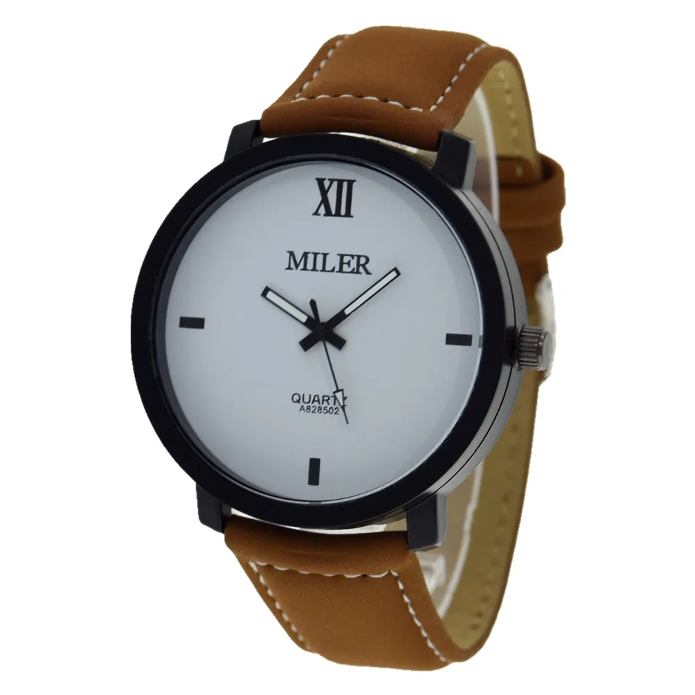 100pcs/lot New Miler A828502 Men's Round Dial Roman Number Quartz Watch Leather Band Wrist Watch Man Sport Casual Watches
100pcs/lot New Miler A828502 Men's Round Dial Roman Number Quartz Watch Leather Band Wrist Watch Man Sport Casual Watches