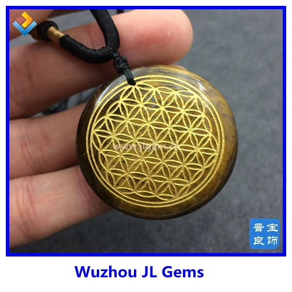 

35mm High quality natural stone quartz crystal pendant flower of life pendulum Tiger's eye pendants chakra suspension healing