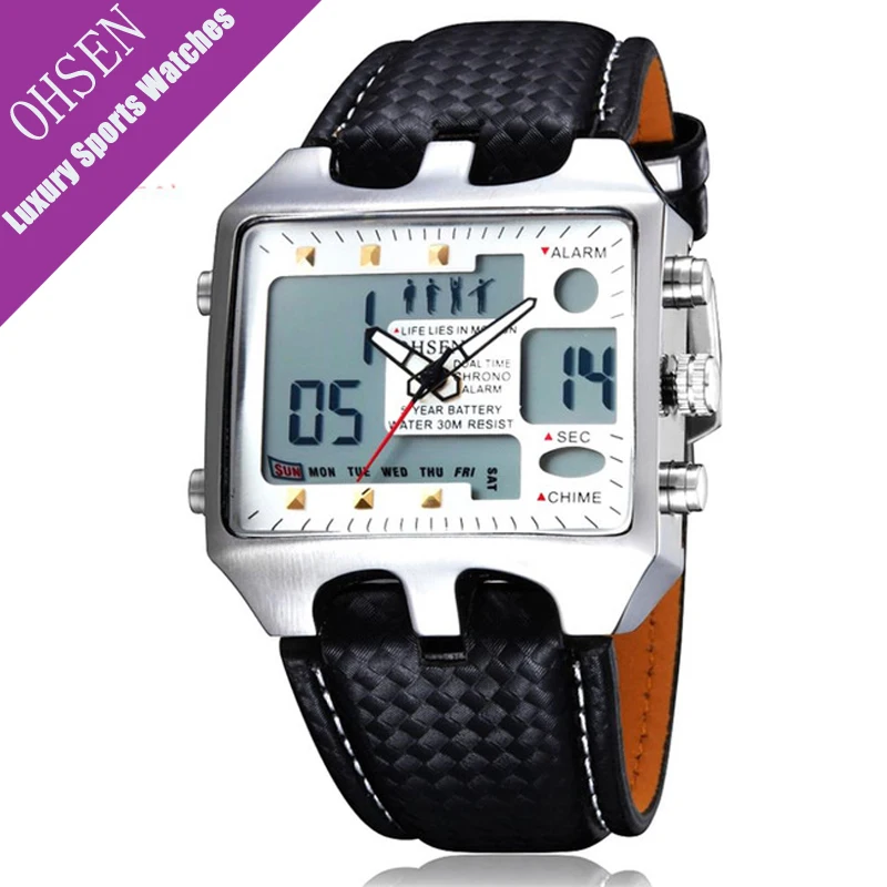 Ohsen Analog Quartz Digital Watch Men Hand Clock Waterproof Leather Fashion Business Military Dual Time Rectangle Watches Gift
Ohsen Analog Quartz Digital Watch Men Hand Clock Waterproof Leather Fashion Business Military Dual Time Rectangle Watches Gift