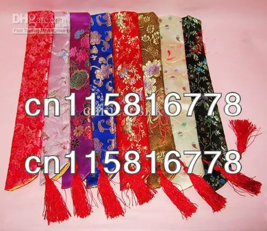 Silk brocade Printed Chopstick Bag Chinese style Tassel Pouch 50pcs/lot mix color Free