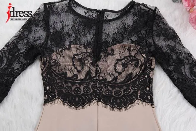 LACE PATCHWORK KNEE LENGTH WORK TO WEAR WOMEN DRESS (4)