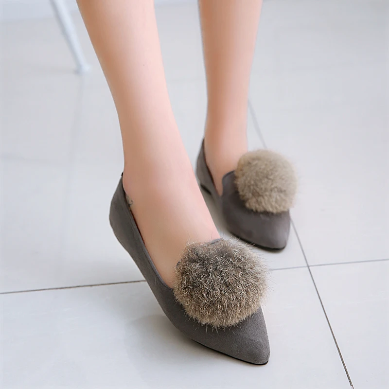 2016 spring autumn Casual Women shoes Pointed Toe slip-on Flat bottom solid color feathers Nubuck leather flats size 34-43 T374 
2016 spring autumn Casual Women shoes Pointed Toe slip-on Flat bottom solid color feathers Nubuck leather flats size 34-43 T374