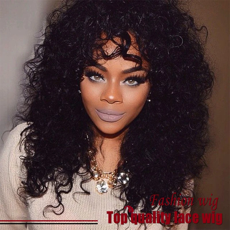 Hot Selling Brazilian Afro Kinky Curly Wig Bouncy Black Glueless Synthetic Lace Front Wigs Heat Resistant For Women |