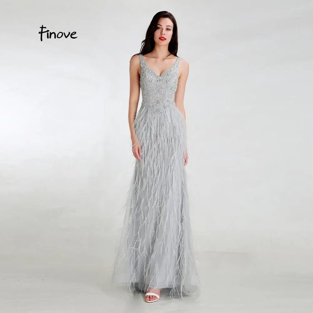 Finove New Design Light Grey Evenining Dresses Long 2019 Sexy Backless Elegant Tulle With Beading Feathers Mermaid Party Gowns
Finove New Design Light Grey Evenining Dresses Long 2019 Sexy Backless Elegant Tulle With Beading Feathers Mermaid Party Gowns