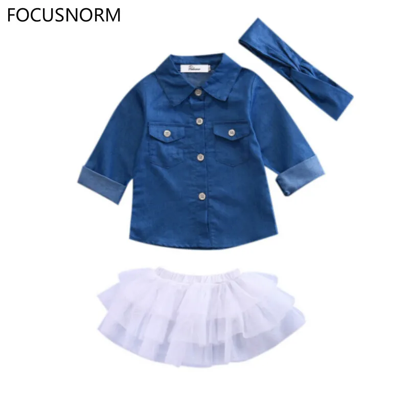 FOCUSNORM 3PCS Toddler Kids Baby Girl Clothes Set Denim Tops T-shirt +Tutu Skirt Headband Outfits Summer Cowboy Suit Children
FOCUSNORM 3PCS Toddler Kids Baby Girl Clothes Set Denim Tops T-shirt +Tutu Skirt Headband Outfits Summer Cowboy Suit Children