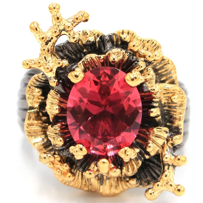 7.5# New Arrival Big Heavy 18.4g Vintage Pink Morganites Black Gold Silver Ring 32x22mm
7.5# New Arrival Big Heavy 18.4g Vintage Pink Morganites Black Gold Silver Ring 32x22mm