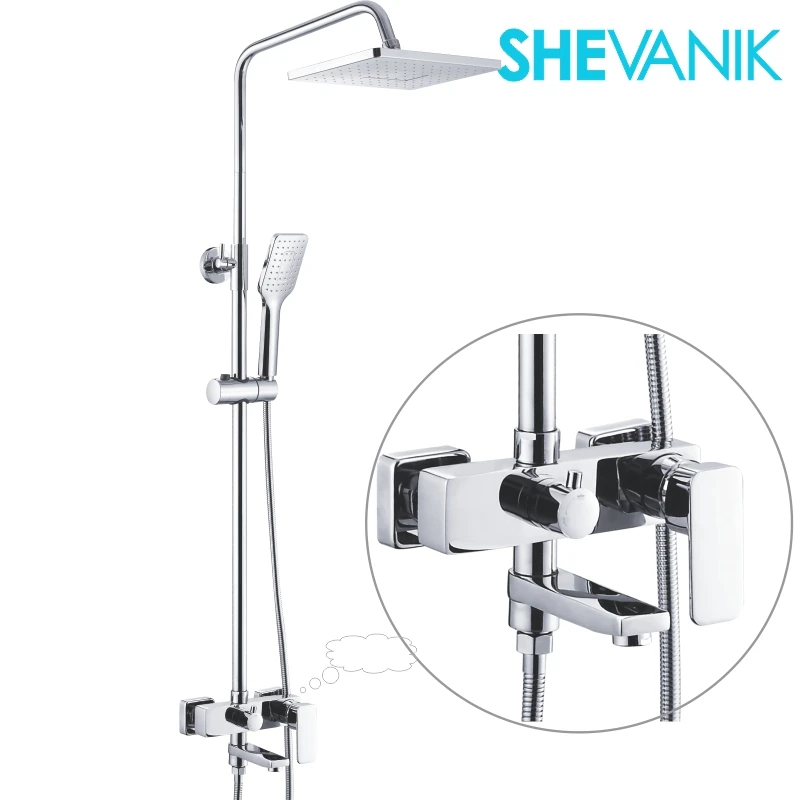 SHEVANIK Shower system with self cleaning, bath mixer with shower watering can and shower head, faucet in the bath with shower S9536
SHEVANIK Shower system with self cleaning, bath mixer with shower watering can and shower head, faucet in the bath with shower S9536