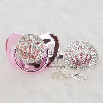 MIYOCAR silver princess bling blue/pink crown pacifier and pacifier clip set BPA free dummy bling unique design APCG-9-1
MIYOCAR silver princess bling blue/pink crown pacifier and pacifier clip set BPA free dummy bling unique design APCG-9-1