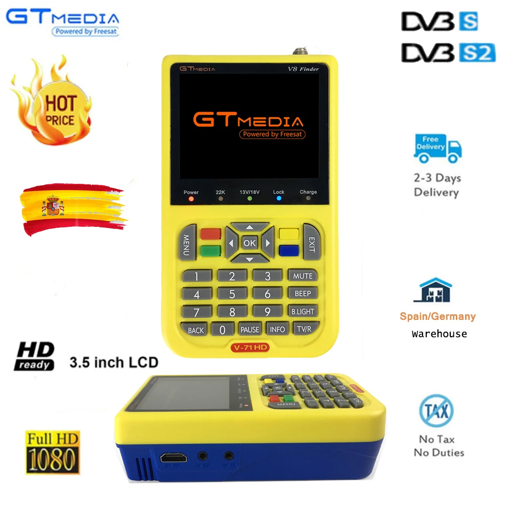 Fully DVB compliant Freesat V8 Satellite Finder HD 1080P Satellite Finder MPEG-4 V8 Satellite Meter Finder Ship from DE/ES
Fully DVB compliant Freesat V8 Satellite Finder HD 1080P Satellite Finder MPEG-4 V8 Satellite Meter Finder Ship from DE/ES