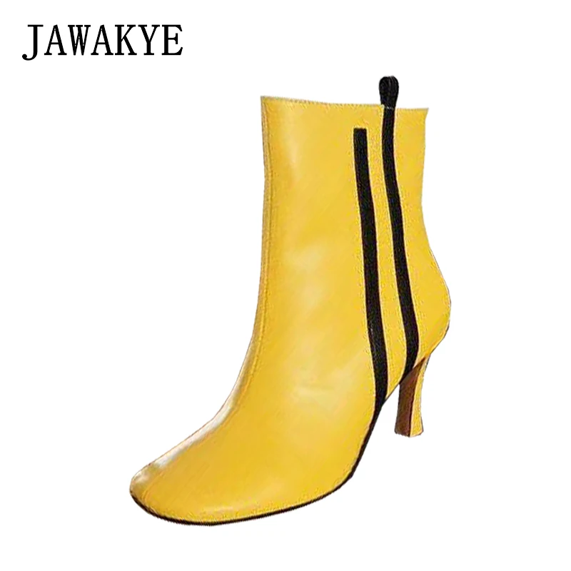 Hot New Round Toe Striped Ankle Boots for Women Soft Leather Thin High Heel boots black White Winter Shoes Motorcycle Boots
Hot New Round Toe Striped Ankle Boots for Women Soft Leather Thin High Heel boots black White Winter Shoes Motorcycle Boots