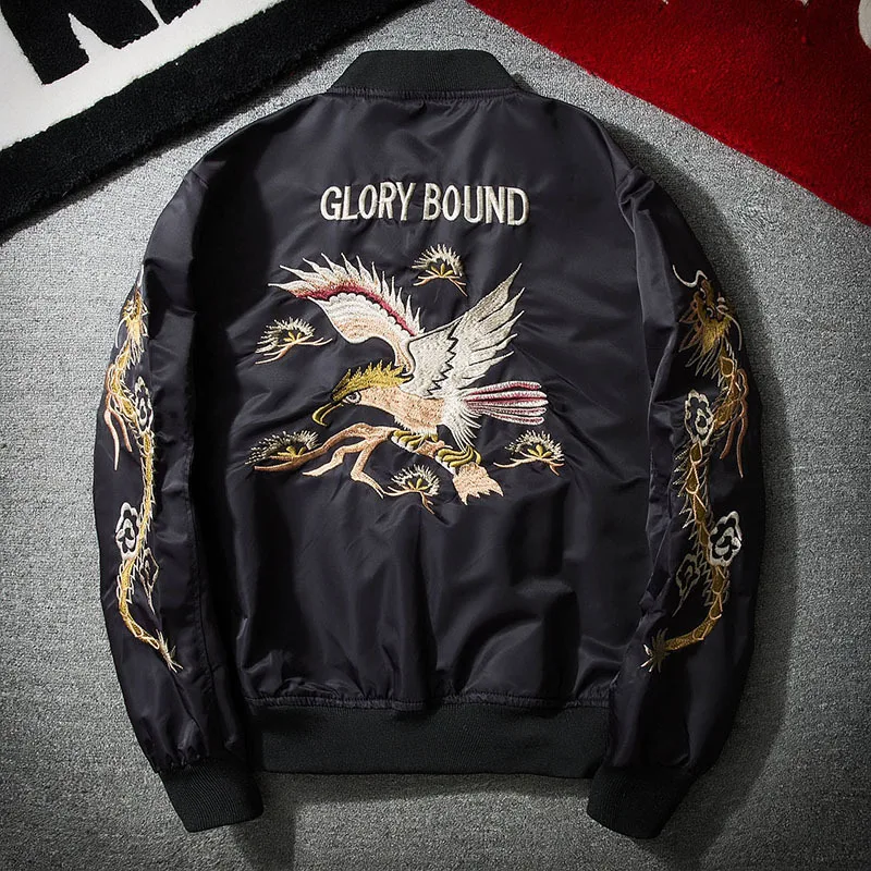Bomber Jacket Dragon Eagle Embroidery Men's Jacket Stand Collar Fashion Outwear Autumn Men Coat Bomb Baseball Jackets
Bomber Jacket Dragon Eagle Embroidery Men's Jacket Stand Collar Fashion Outwear Autumn Men Coat Bomb Baseball Jackets