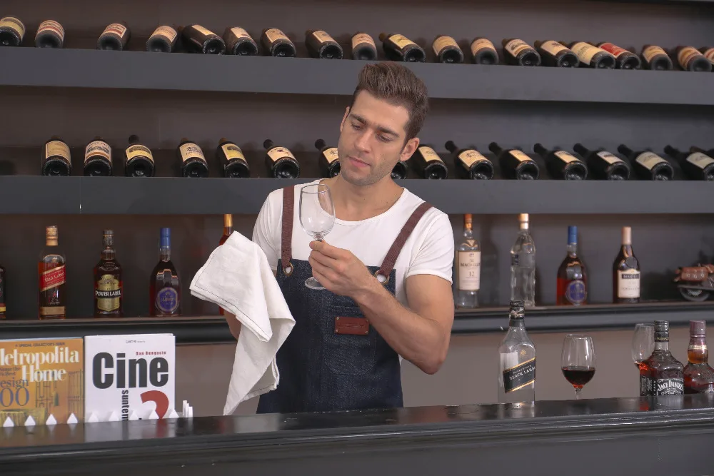 WEEYI Denim Kitchen Cooking Apron with Adjustable Cotton Strap Large Pockets Blue 34x27 Inches for Men and Women Homewear (3)