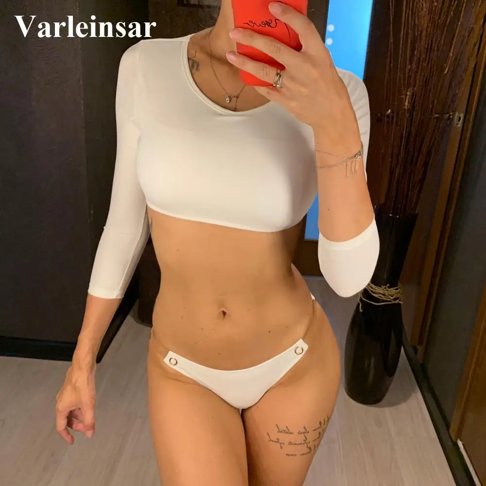 2019 NEW Long Sleeve Bikini Women Swimwear Female Swimsuit Two-pieces Bikini set Brazilian Bather White Bathing Suit Swim V1497
2019 NEW Long Sleeve Bikini Women Swimwear Female Swimsuit Two-pieces Bikini set Brazilian Bather White Bathing Suit Swim V1497