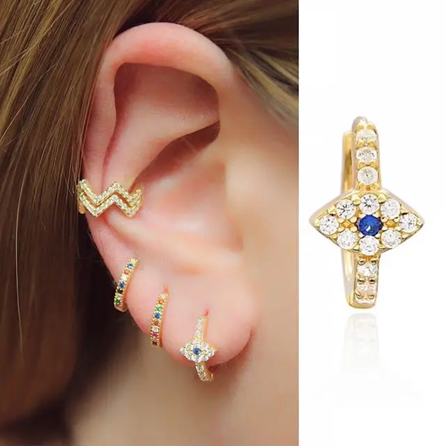 Delicate 925 Sterling Silver Eye hoops Earrings Gold/Silver Color green CZ 2019 Women girls fashion minimal lucky eye Jewelry
Delicate 925 Sterling Silver Eye hoops Earrings Gold/Silver Color green CZ 2019 Women girls fashion minimal lucky eye Jewelry